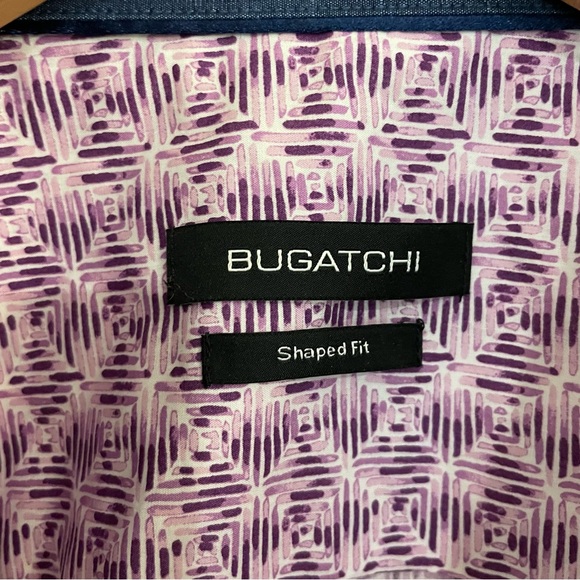 Bugatchi Men’s Purple Geometric Print Button Front Shirt XL - Picture 2 of 7